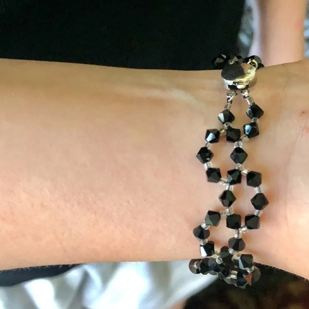 Handcrafted Bead Bracelet, Sterling Silver Clasp